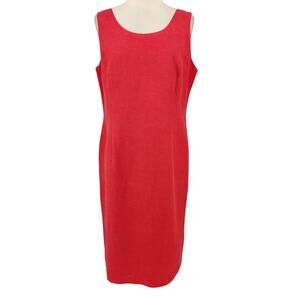 Adrianna Papell Linen Blend Sheath Dress Size Large Red Azalea Sleeveless Lined